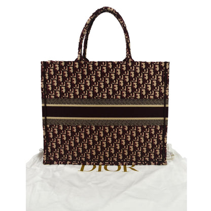 CHRISTIAN DIOR Book Oblique Embroidered Canvas Tote Bag Burgundy - Hot Deals Rovelle Bags