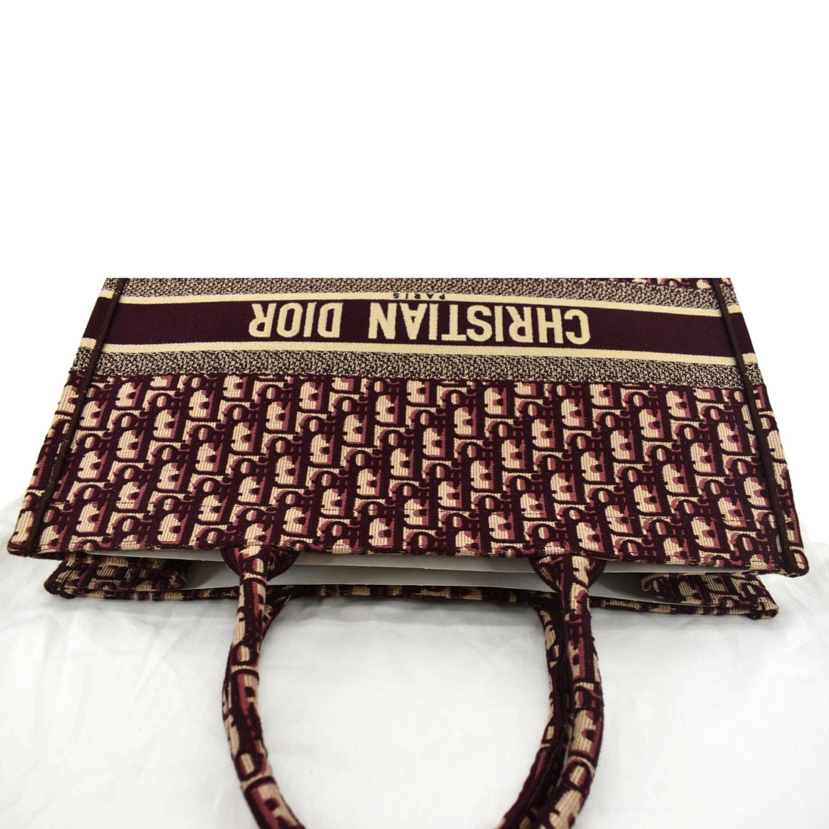 CHRISTIAN DIOR Book Oblique Embroidered Canvas Tote Bag Burgundy - Hot Deals Rovelle Bags