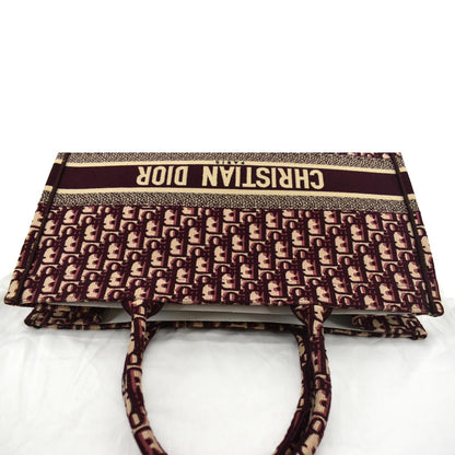 CHRISTIAN DIOR Book Oblique Embroidered Canvas Tote Bag Burgundy - Hot Deals Rovelle Bags
