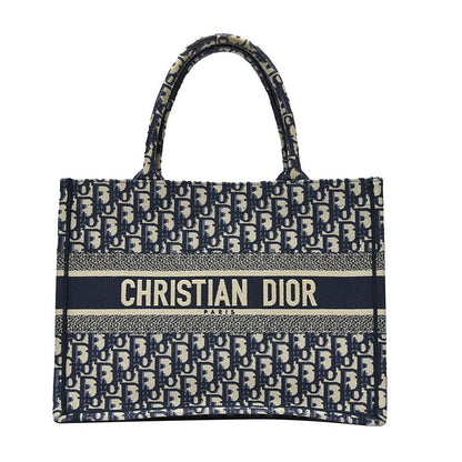 Blue Dior Oblique Embroidery Medium Book Tote - 3 Rented Out Rovelle Bags