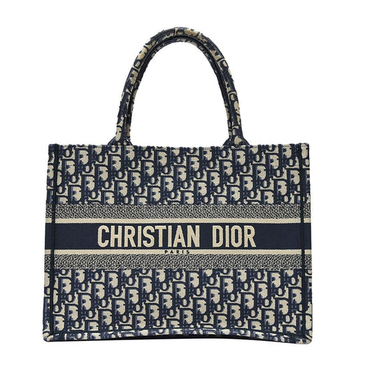 Christian Dior Blue Oblique Embroidery Medium Book Tote - 5 [Clearance Sale] Rovelle Bags