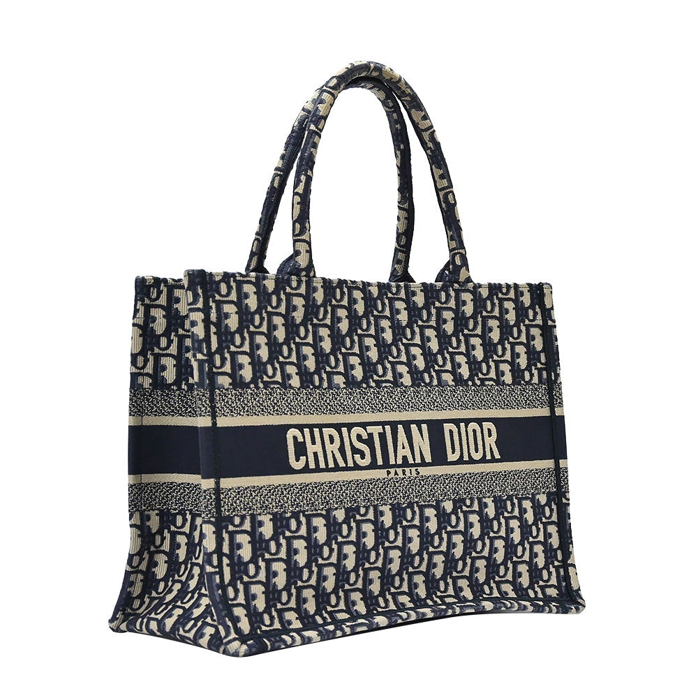 Blue Dior Oblique Embroidery Medium Book Tote - 3 Rented Out Rovelle Bags