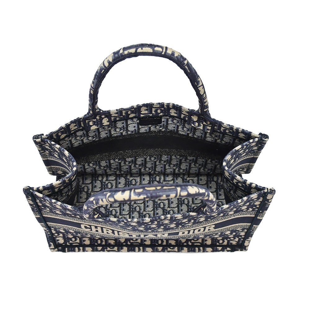 Blue Dior Oblique Embroidery Medium Book Tote - 3 Rented Out Rovelle Bags