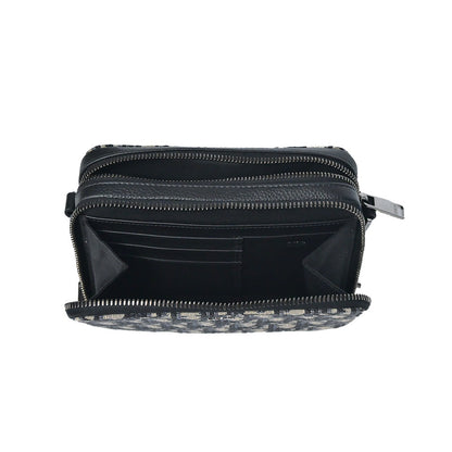 Beige And Black Dior Oblique Jacquard Pouch With Strap Rented Out Rovelle Bags