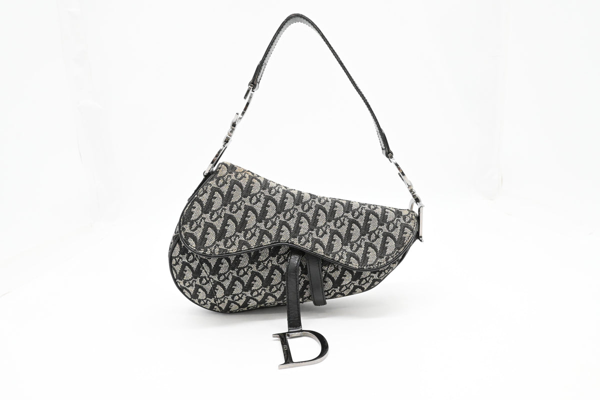 Dior Saddle Bag in Black & White Oblique Canvas Rovelle Bags