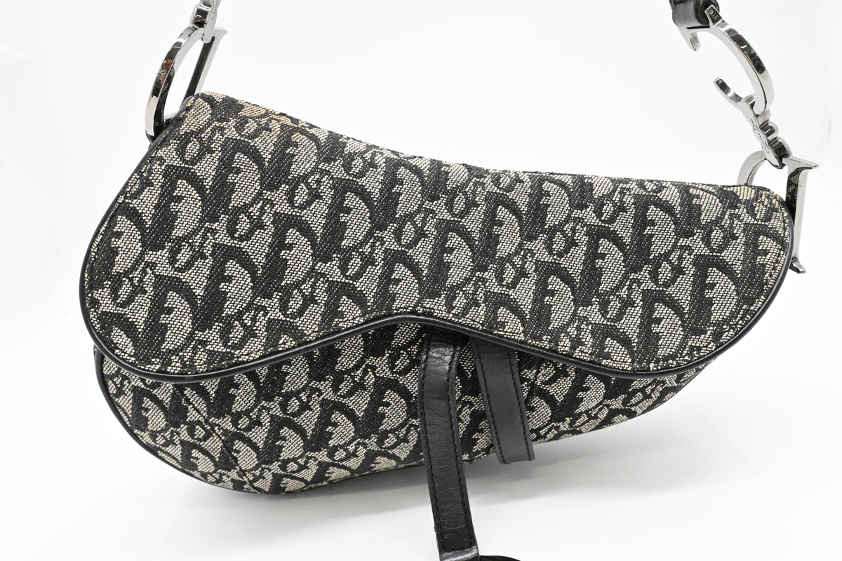 Dior Saddle Bag in Black & White Oblique Canvas Rovelle Bags