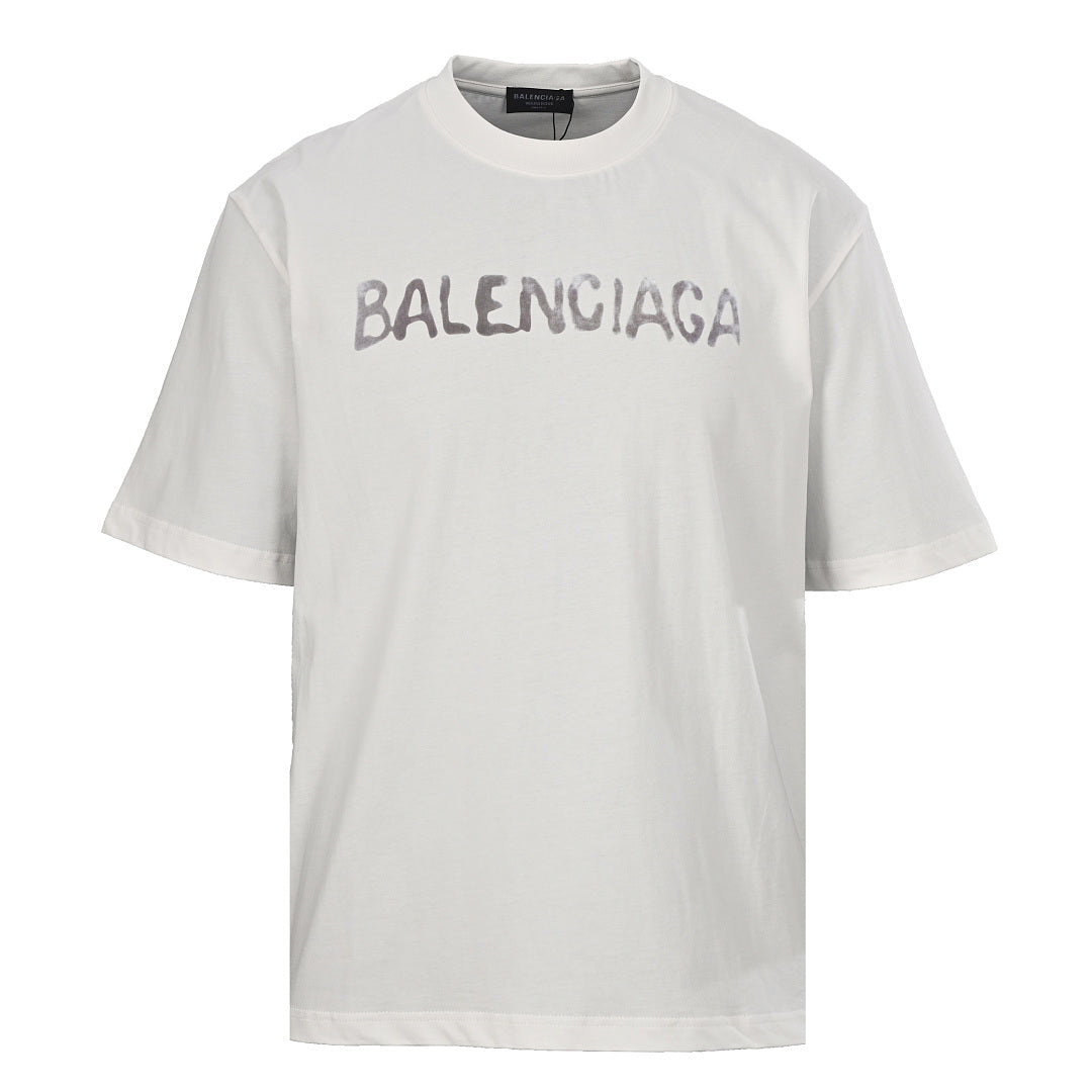 BALENCIAGA Distressed Double-B & Bitcoin Print Short-Sleeve T-Shirt