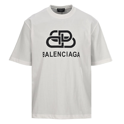 BALENCIAGA Double-B Buckle & Letter Print Short-Sleeve T-Shirt