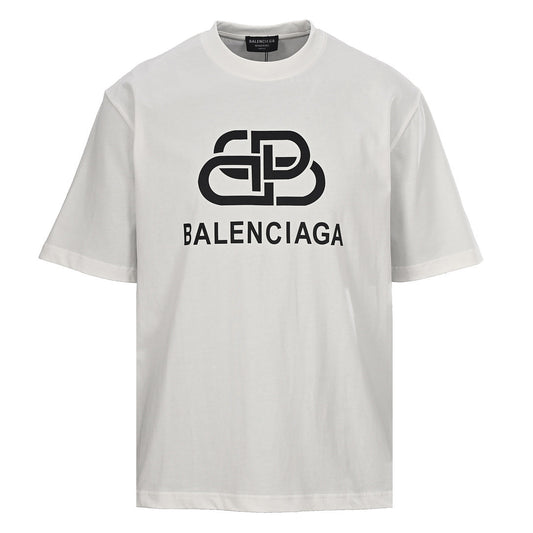 BALENCIAGA Double-B Buckle & Letter Print Short-Sleeve T-Shirt