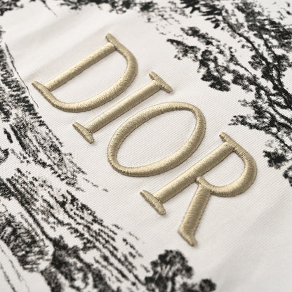 DIOR Short-Sleeve T-Shirt with Front Floral Puffy-Print Letter Logo