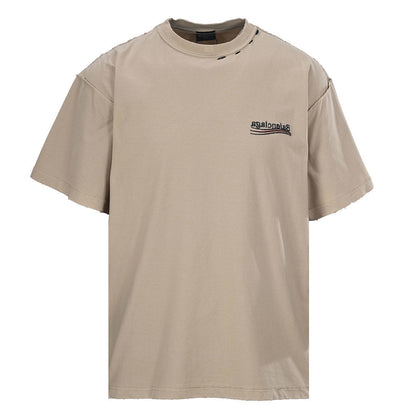 BALENCIAGA Reversible Double-Sided "Cola" Embroidered Short-Sleeve T-Shirt