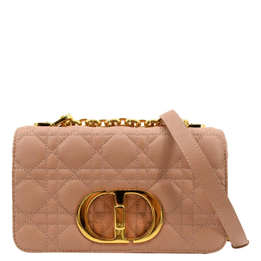 CHRISTIAN DIOR Caro Cannage Calf Leather Shoulder Bag Rose Des Rovelle Bags