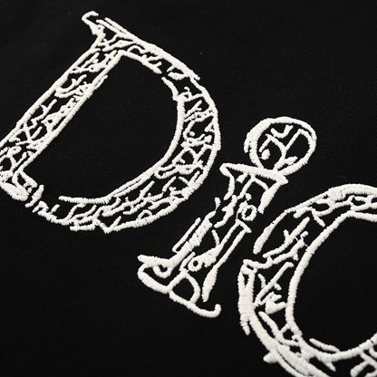 DIOR 3D Sketch-Style Letter Embroidery Short-Sleeve T-Shirt