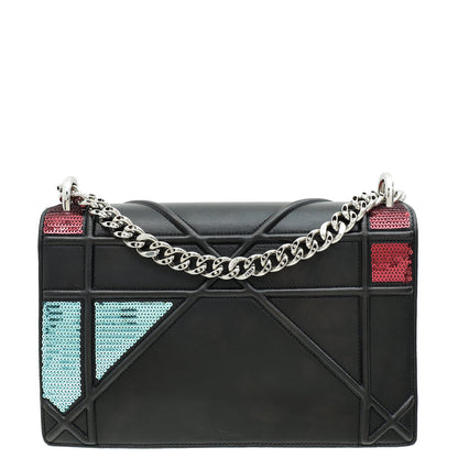 Christian Dior Black Sequins Diorama Flap Medium Shoulder Bag Rovelle Bags