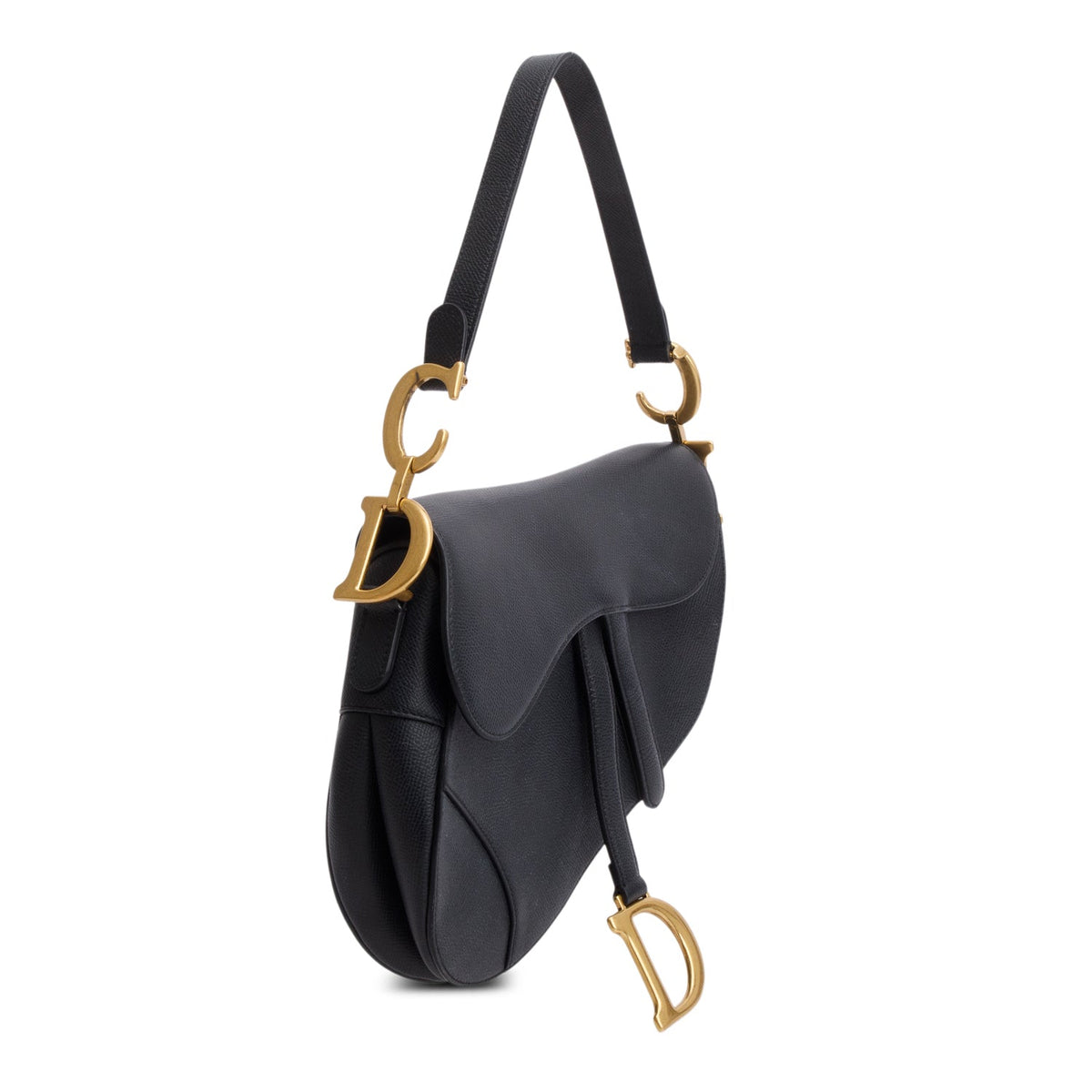 Christian Dior 2021 Black Grained Calfskin Saddle Bag Rovelle Bags