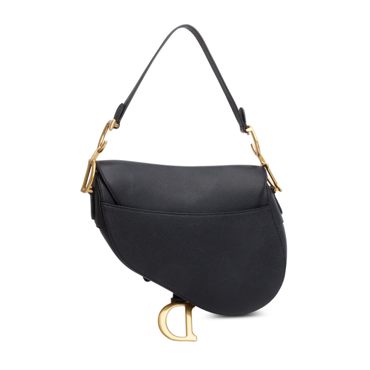 Christian Dior 2021 Black Grained Calfskin Saddle Bag Rovelle Bags