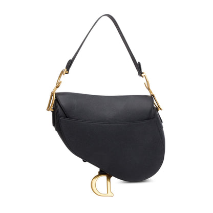 Christian Dior 2021 Black Grained Calfskin Saddle Bag Rovelle Bags