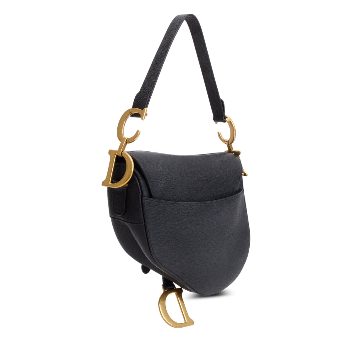 Christian Dior 2021 Black Grained Calfskin Saddle Bag Rovelle Bags