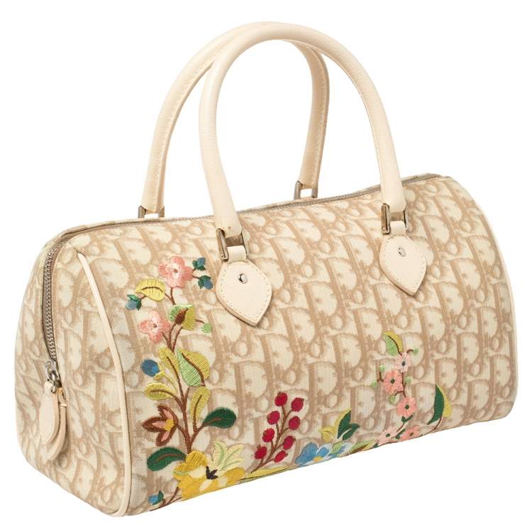 Dior Floral Embroidered Boston Bag Rovelle Bags