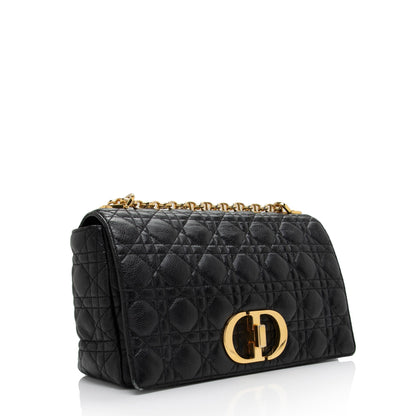 Dior Cannage Calfskin Caro Large Shoulder Bag (SHF-NckJ9e) Rovelle Bags