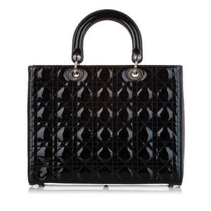 Dior Cannage Dior Patent Leather Satchel (SHG-27939) Rovelle Bags