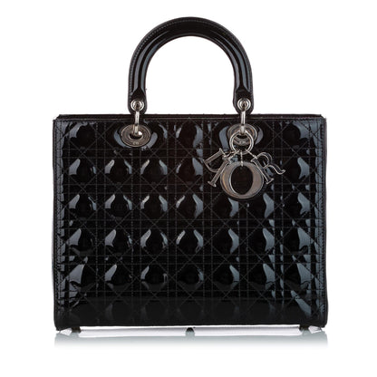 Dior Cannage Dior Patent Leather Satchel (SHG-27939) Rovelle Bags