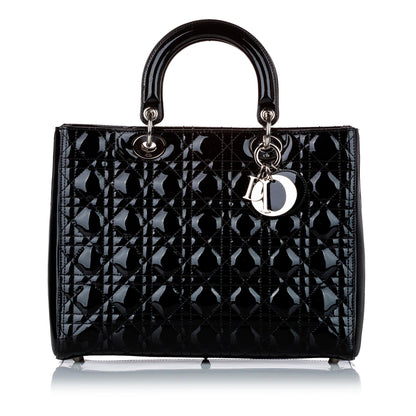 Dior Cannage Dior Patent Leather Satchel (SHG-29201) Rovelle Bags