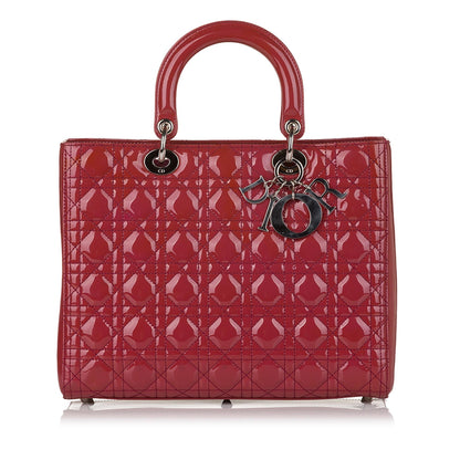 Dior Cannage Dior Patent Leather Satchel (SHG-34555) Rovelle Bags