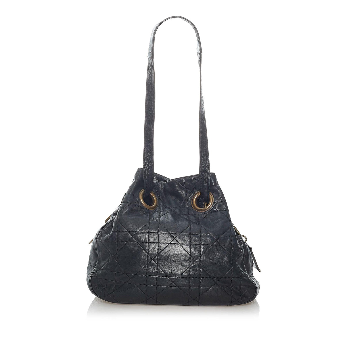 Dior Cannage Leather Drawstring Tote Bag (SHG-31356) Rovelle Bags