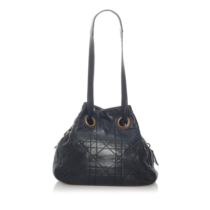 Dior Cannage Leather Drawstring Tote Bag (SHG-31356) Rovelle Bags