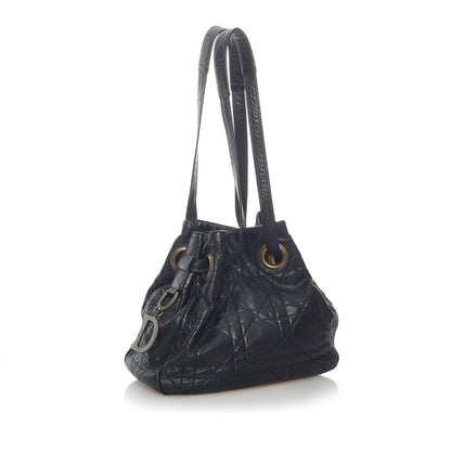 Dior Cannage Leather Drawstring Tote Bag (SHG-31356) Rovelle Bags