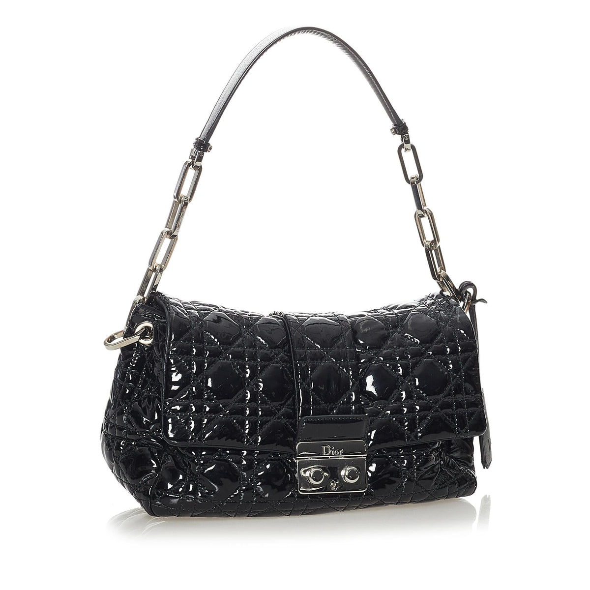 Dior Cannage New Lock Patent Leather Flap Bag (SHG-28168) Rovelle Bags