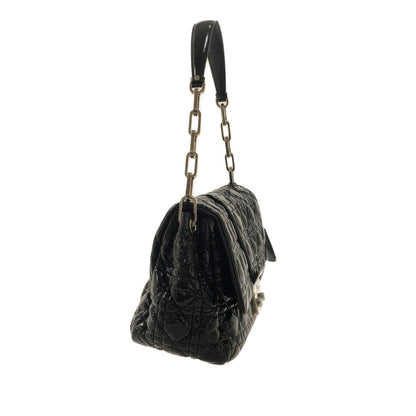 Dior Cannage New Lock Patent Leather Flap Bag (SHG-X1xDnR) Rovelle Bags