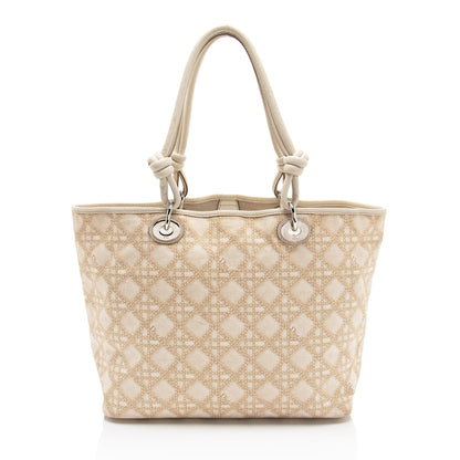 Dior Canvas Knot Cherie Shopping Tote (SHF-87QxeJ) Rovelle Bags