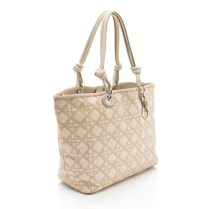 Dior Canvas Knot Cherie Shopping Tote (SHF-87QxeJ) Rovelle Bags