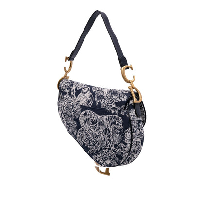 Dior Canvas Reverse Embroidered Toile De Jouy Saddle Bag Rovelle Bags