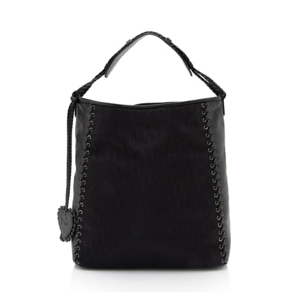 Dior Diorissimo Nylon Leather Ethnic Medium Hobo (SHF-BcJaYH) Rovelle Bags