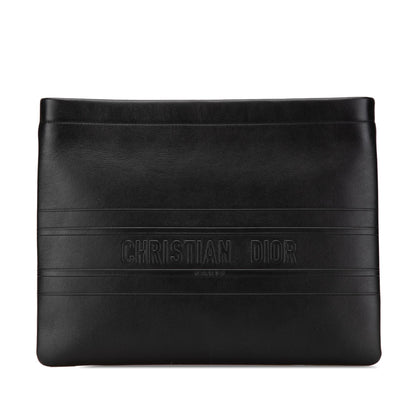 Dior Embossed Calfskin Logo Zip Clutch Rovelle Bags