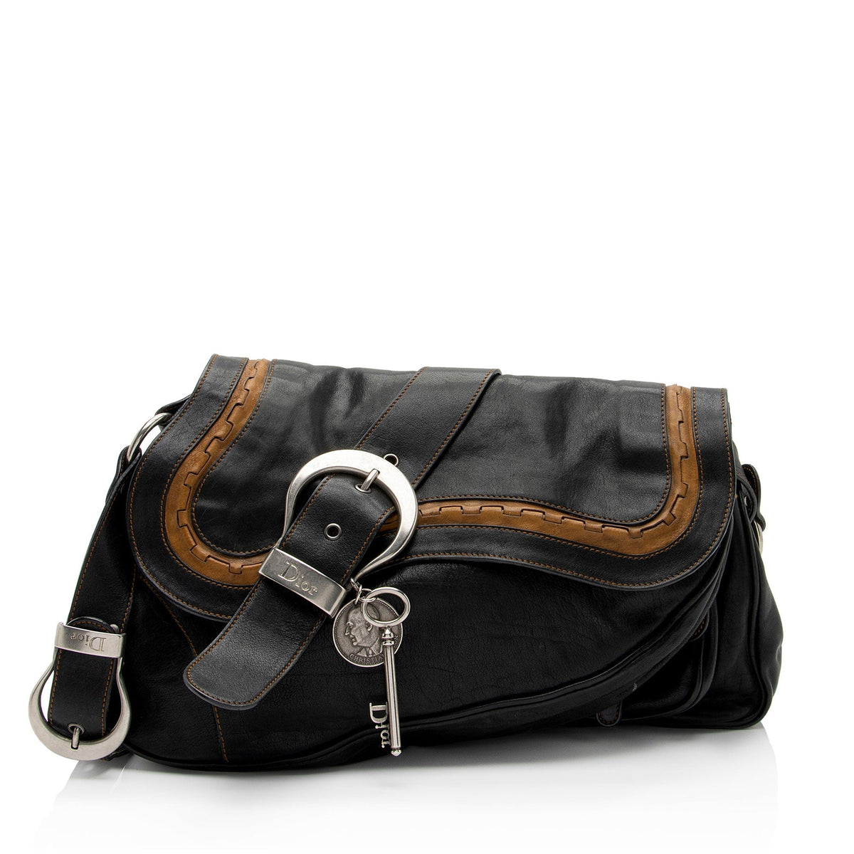 Dior Leather Gaucho Double Saddle Shoulder Bag (SHF-e3nNRE) Rovelle Bags