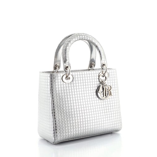Christian Dior Lady Dior Bag Micro Cannage Metallic Calfskin Medium Rovelle Bags