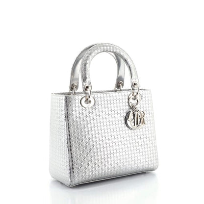 Christian Dior Lady Dior Bag Micro Cannage Metallic Calfskin Medium Rovelle Bags