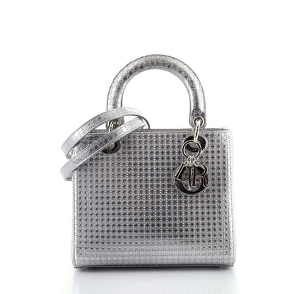 Christian Dior Lady Dior Bag Micro Cannage Metallic Calfskin Medium Rovelle Bags