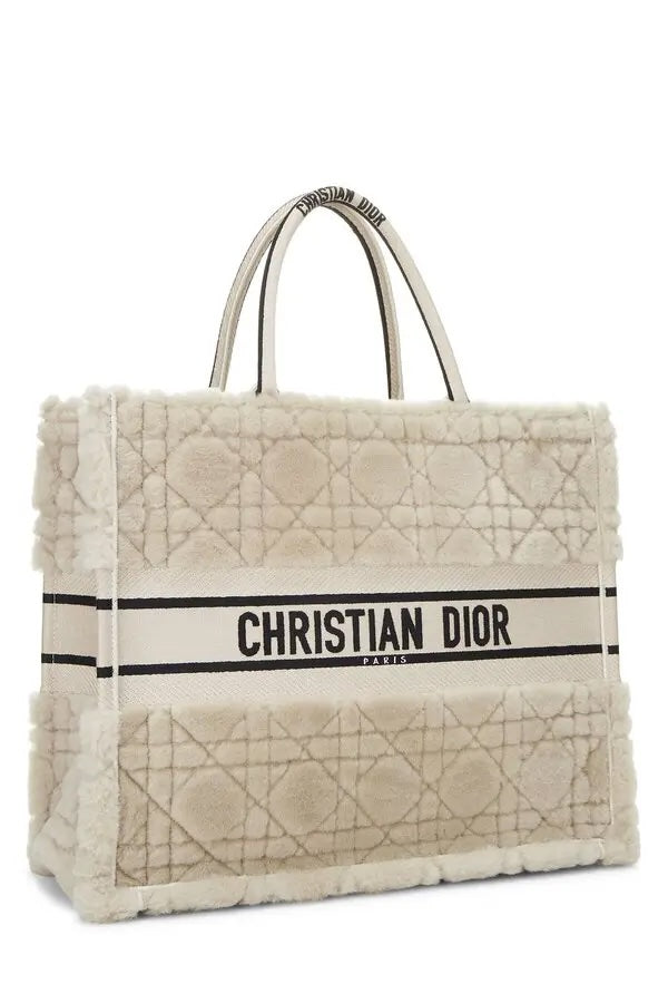 DIOR LAMBSKIN SHEARLING CANNAGE LARGE BOOK TOTE BAG Rovelle Bags