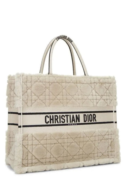 DIOR LAMBSKIN SHEARLING CANNAGE LARGE BOOK TOTE BAG Rovelle Bags
