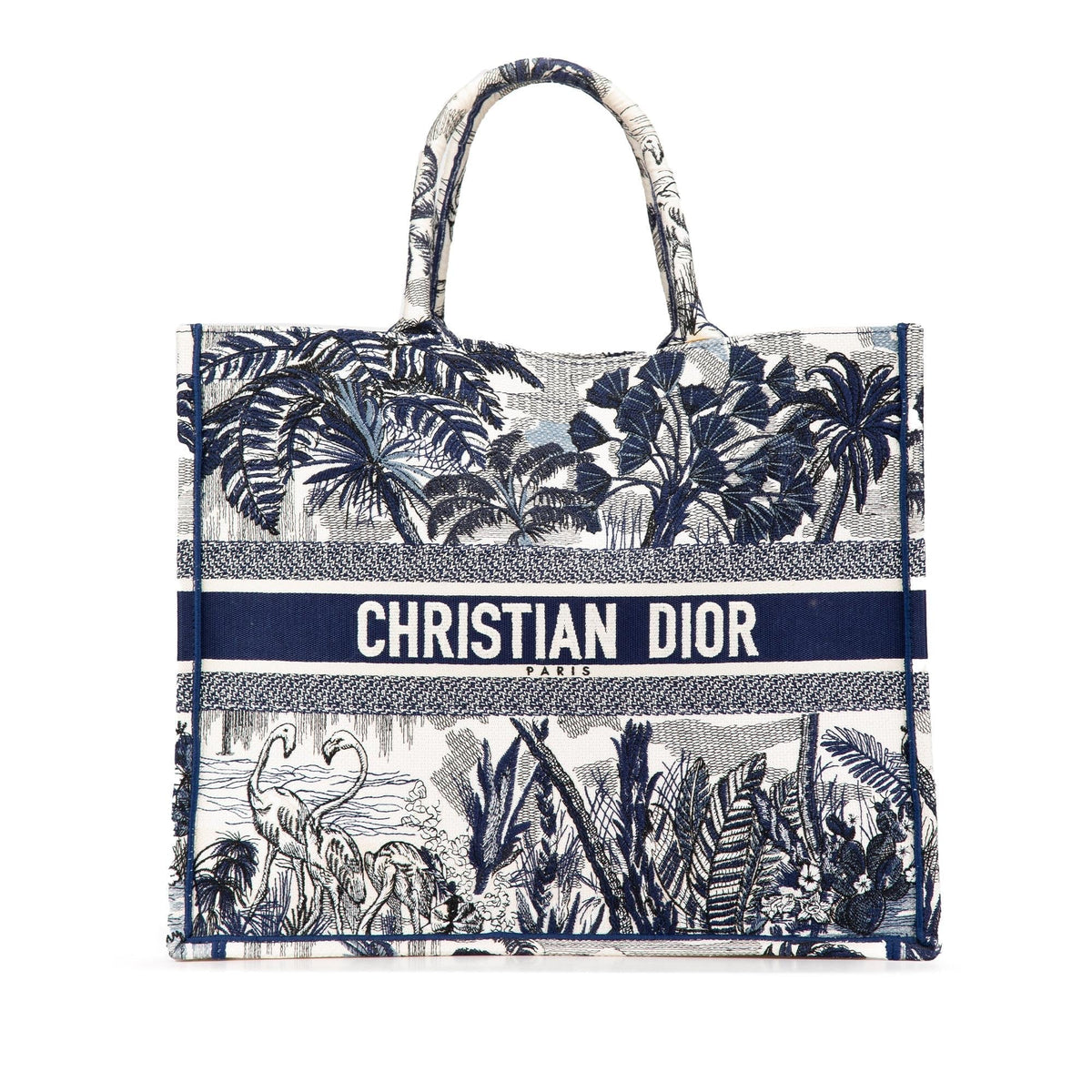 Dior Large Canvas Embroidered Palm Tree Toile De Jouy Book Tote Rovelle Bags