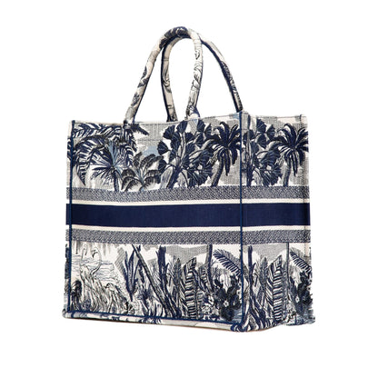 Dior Large Canvas Embroidered Palm Tree Toile De Jouy Book Tote Rovelle Bags