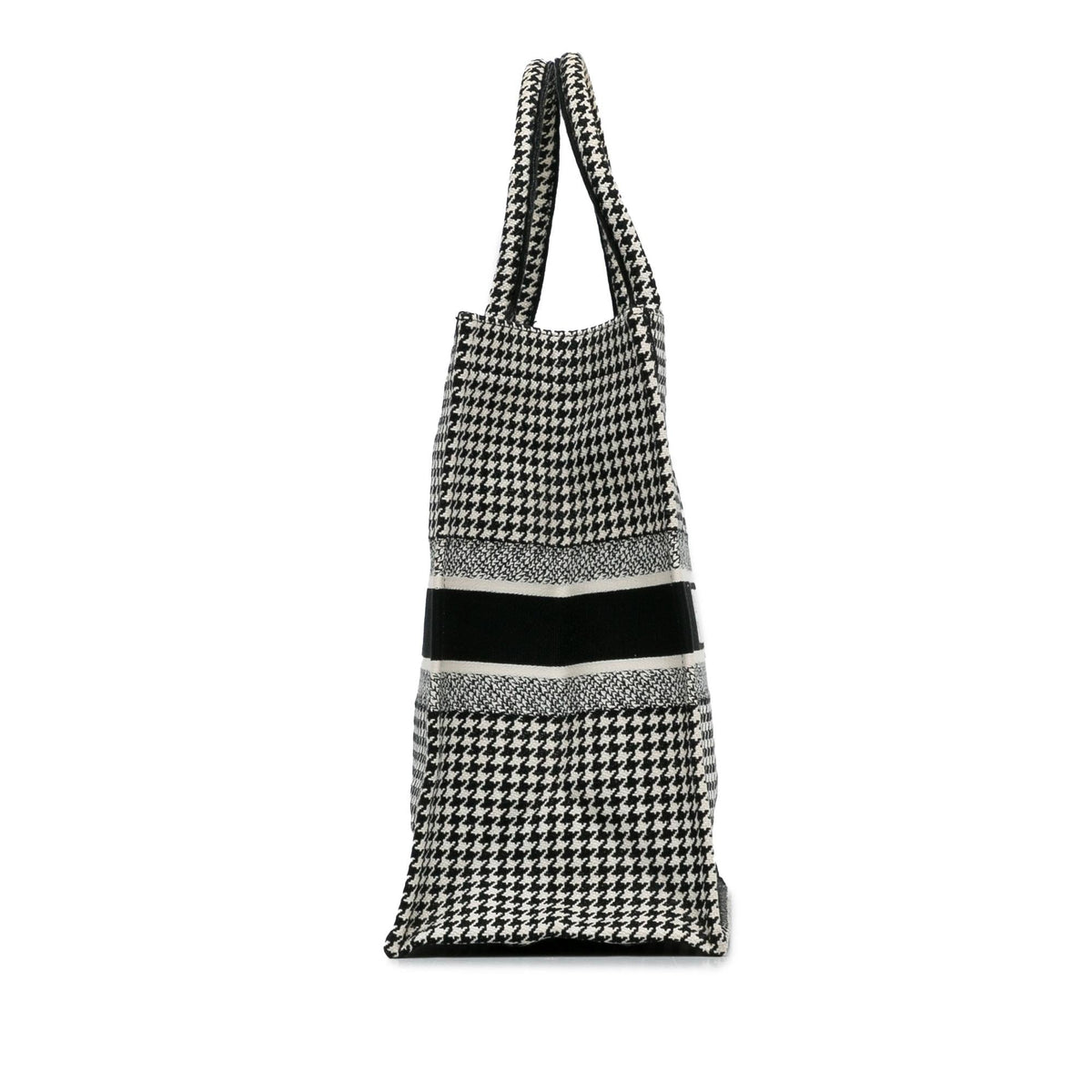 Dior Large Canvas Houndstooth Embroidered Book Tote Rovelle Bags