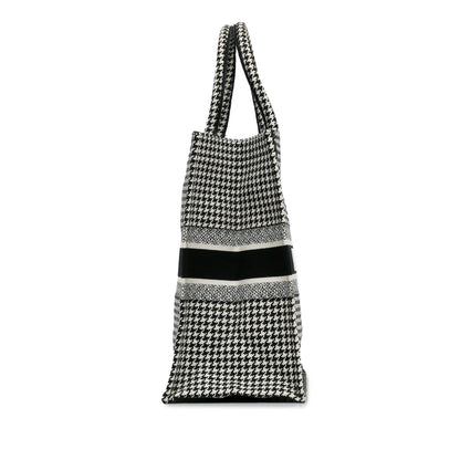 Dior Large Canvas Houndstooth Embroidered Book Tote Rovelle Bags