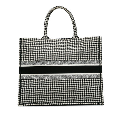 Dior Large Canvas Houndstooth Embroidered Book Tote Rovelle Bags