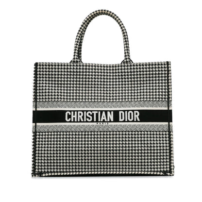 Dior Large Canvas Houndstooth Embroidered Book Tote Rovelle Bags